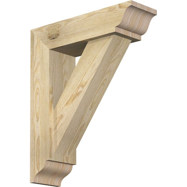 Ekena Millwork Traditional Traditional Rough Sawn Bracket w/ Offset Brace, Douglas Fir, 6"W x 20"D x 24"H BKT0604X20X24TRA01RDF - main